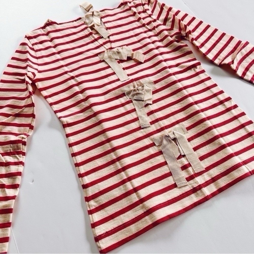 J.Crew Women’s Red Stripe Back Bows Long Sleeve Tee Top XXS - Picture 6 of 7